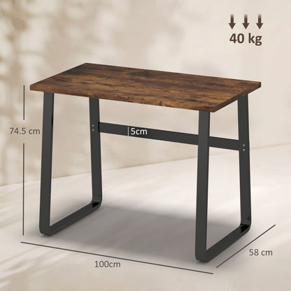 HOMCOM Industrial Writing Desk With Metal Legs, 100 x 58 x 74.5cm, Rustic Brown and Black
