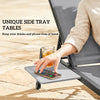 Outsunny Sun Loungers Set of 2 with Side Tray Table, Garden Recliners with 5-Position Adjustable Backrest, 2 Wheels, Grey