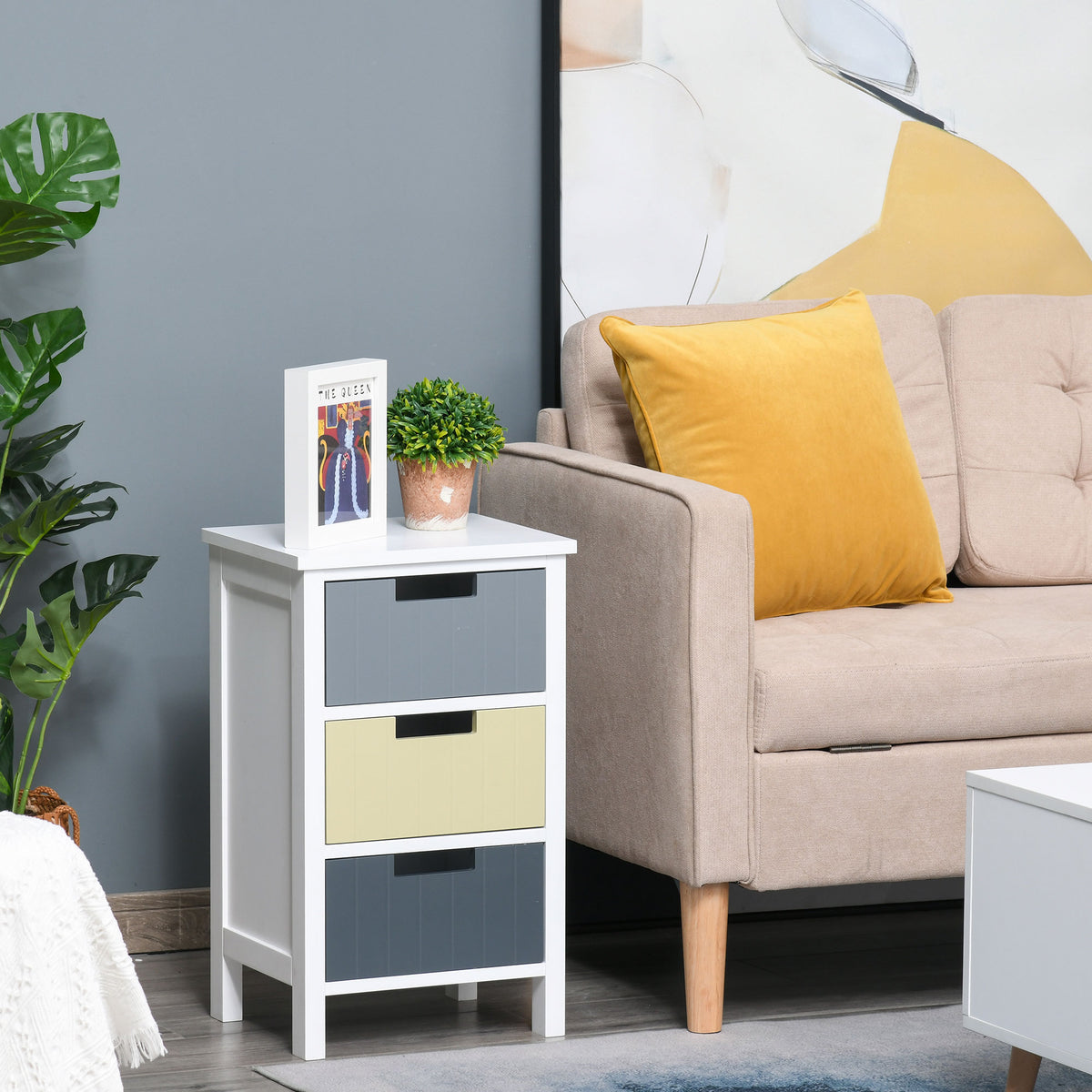 HOMCOM 3 Drawer Storage Tower in Multi Colour