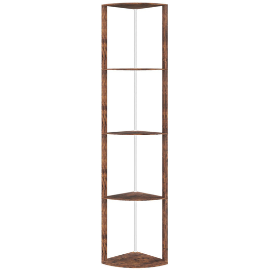 HOMCOM RGB Standing Lamp with Shelves, 4-Tier LED Floor Lamp with Multiple Lighting Modes, Rustic Brown