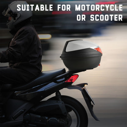 HOMCOM 32L Motorcycle Tail box Helmet Top Case Motorbike Luggage Storage Trunk Carrier Mount Rack