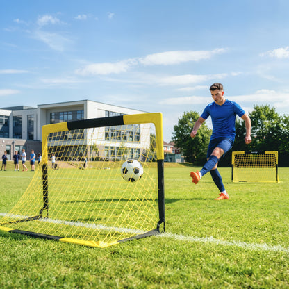 SPORTNOW Set of 2 Pop Up Football Goal in Yellow