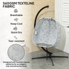 Outsunny Hanging Egg Chair Outdoor Indoor Garden Swing Chair with Folding Basket, Garden Hanging Chair with Stand, Thickened Cushion, Cup Holder for Patio, Balcony, Sand Brown