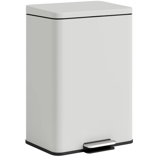 HOMCOM 20L Kitchen Bin with Soft-Close Lid and Stay-Open Function, Pedal Bin with Removable Inner Bucket for Kitchen, Office, Home, Cream