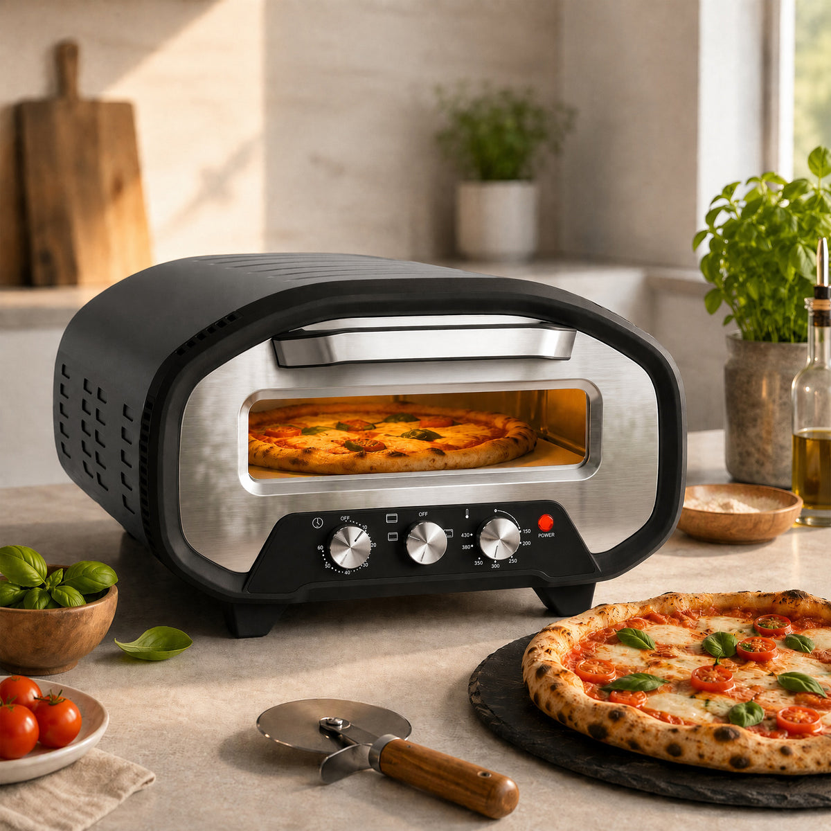 HOMCOM Electric Pizza Oven in Grey