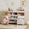 AIYAPLAY Kids Toy Storage Unit with 11 Bins, Cabinet, Top Shelves, 3 Stickers, for Nursery, Playroom, Pink