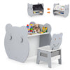 Kids' Art Table and Chair 3-in-1 Toddler Activity Table with Storage-Grey
