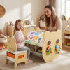 Kids' Art Table and Chair 3-in-1 Toddler Activity Table with Storage-Natural