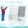 Kids Bookshelf 80 CM Wooden Toy Storage Organizer with 3 Tiers of Fabric Pockets-White