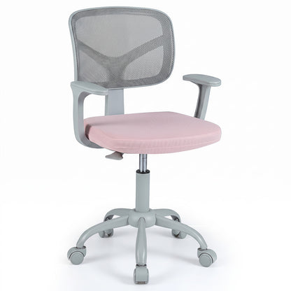 Kids Desk Chair with Adjustable Seat Height and Swivel Wheels for Ages 3+-Pink