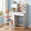 Kids Desk and Chair Set Study Table with Hutch Bulletin Board 3 Drawers-Grey