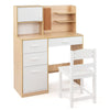 Kids Desk and Chair Set Study Table with Hutch Bulletin Board 3 Drawers-Natural