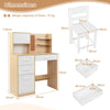 Kids Desk and Chair Set Study Table with Hutch Bulletin Board 3 Drawers-Natural