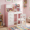Kids Desk and Chair Set Study Table with Hutch Bulletin Board 3 Drawers-Pink