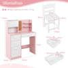 Kids Desk and Chair Set Study Table with Hutch Bulletin Board 3 Drawers-Pink