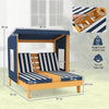 Kids Double Chaise Lounge with Cup Holders 2 Seats Patio Lounge Chair with Awning-Blue