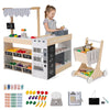 Kids Grocery Store Playset with Shopping Cart for Toddler Boys Girls 3+-Natural