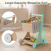 Kids Grocery Store Playset with Shopping Cart for Toddler Boys Girls 3+-Natural