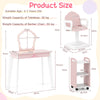 Kids Hair Salon Play Set with LED Lighted Mirror Wooden Pretend Hair Salon Station-Pink