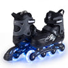 Kids Inline Skates 4 Sizes Adjustable Light-Up Roller Skates for Boys and Girls Ages 7-9-Grey
