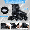 Kids Inline Skates 4 Sizes Adjustable Light-Up Roller Skates for Boys and Girls Ages 7-9-Grey