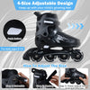 Kids Inline Skates 4 Sizes Adjustable Light-Up Roller Skates for Boys and Girls Ages 9-14-Grey