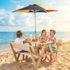 Kids' Outdoor Table with 2 Built-in Benches and Removable Umbrella-Natural