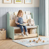 Kids Reading Nook with Bench Toddler Toy Storage Organizer with Bookshelf and 2 Cubbies-Green