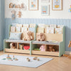 Kids Reading Nook with Bench Toddler Toy Storage Organizer with Bookshelf and 2 Cubbies-Green