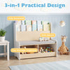 Kids Reading Nook with Bench Toddler Toy Storage Organizer with Bookshelf and 2 Cubbies-White