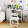 Kids Study Desk and Chair Set Wooden Children Writing Desk with Hutch-Grey