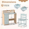 Kids Study Desk and Chair Set Wooden Children Writing Desk with Hutch-Light Blue