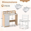 Kids Study Desk and Chair Set Wooden Children Writing Desk with Hutch-Natural