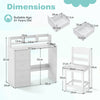 Kids Study Desk and Chair Set Wooden Children Writing Desk with Hutch-White