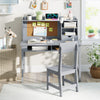 Kids Study Desk and Chair Set Wooden Students Writing Table-Grey