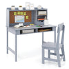 Kids Study Desk and Chair Set Wooden Students Writing Table-Grey