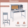 Kids Study Desk and Chair Set Wooden Students Writing Table-Grey