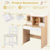 Kids Study Desk and Chair Set with Open Shelves and Cork Bulletin Board-Natural
