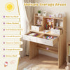 Kids Study Desk and Chair Set with Open Shelves and Cork Bulletin Board-Natural