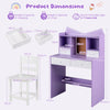 Kids Study Desk and Chair Set with Open Shelves and Cork Bulletin Board-Purple