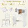 Kids Study Desk and Chair Set with Open Shelves and Cork Bulletin Board-White