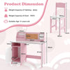 Kids Table and Chair Set with Hutch and Cabinet-Pink