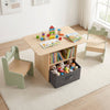 Kids Table and Chairs Set Wooden Toddler Activity Table Set with 2 Open Compartments-Green