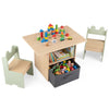 Kids Table and Chairs Set Wooden Toddler Activity Table Set with 2 Open Compartments-Green