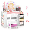 Kids Vanity Desk with Mirror and Open Storage Shelves-White