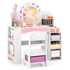 Kids Vanity Desk with Mirror and Open Storage Shelves-White