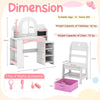 Kids Vanity Desk with Mirror and Open Storage Shelves-White