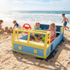 Kids Wooden Sandbox Large Car-Theme Sand Box with Bottom Liner Frame-Blue