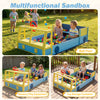 Kids Wooden Sandbox Large Car-Theme Sand Box with Bottom Liner Frame-Blue