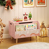 Kids Wooden Toy Box with Front Bookshelf 4 Solid Wood Legs-Pink